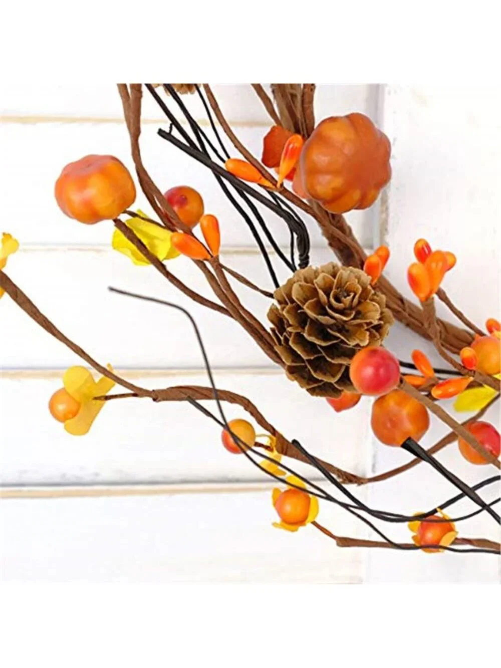 12 Inch Fall Wreath Berries Seeds and Mini Pine Cones Wreath Flower-Shaped